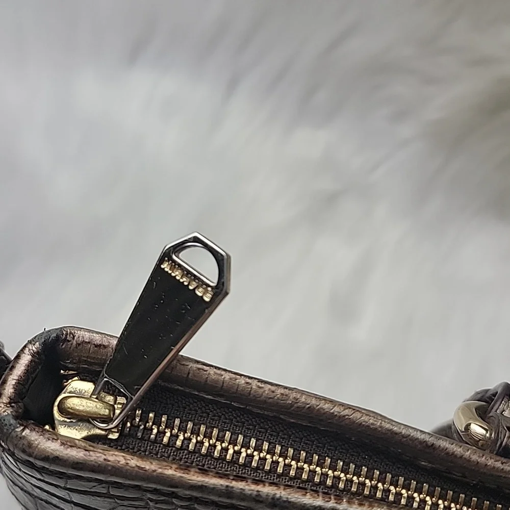 BRAHMIN Mini Asher Elmwood Padua Croc Embossed Convertible‎ Tote Satchel Bag